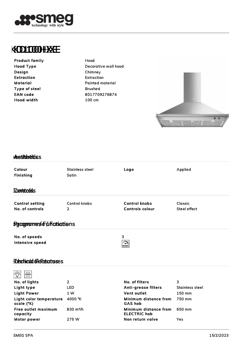Página 1 del manual Folleto Smeg KD100HXE