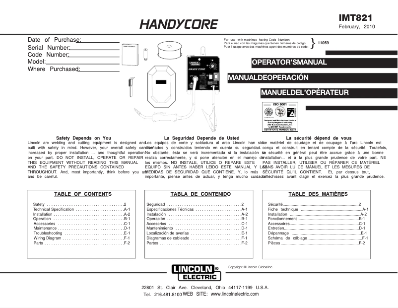 Imagen de la primera página del manual del dispositivo Handy Core