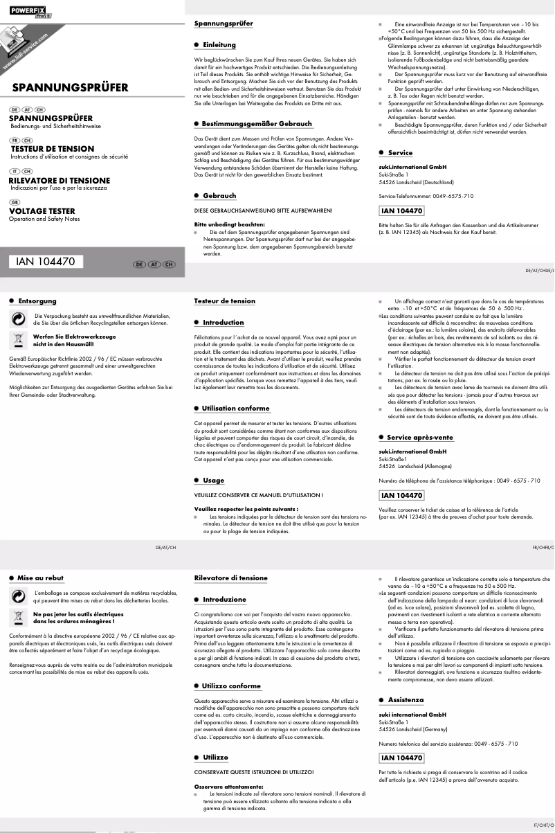 Imagen de la primera página del manual del dispositivo IAN 104470