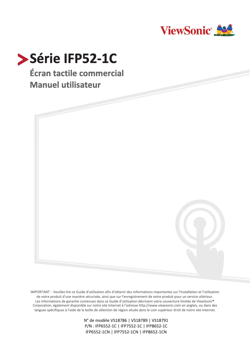 Imagen de la primera página del manual del dispositivo ViewBoard 7552-1C