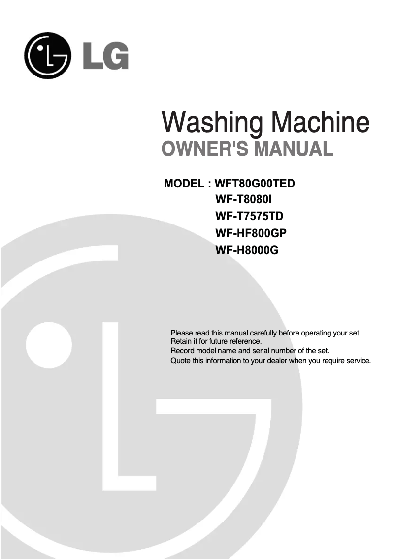 Página 1 del manual Manual de usuario LG WF-HF800GP