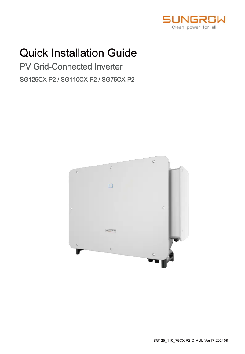 Página 1 del manual Manual de usuario Sungrow SG125CX-P2