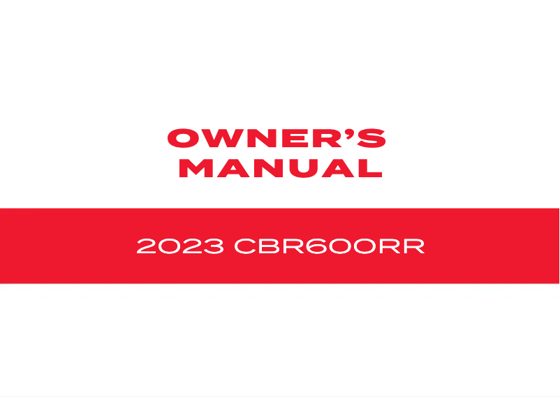 Página nº 1 - Manual de usuario Honda CBR600RR (2023)