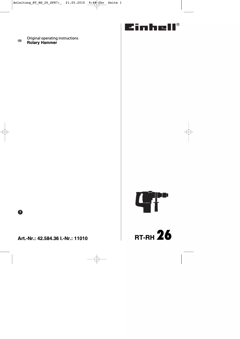Imagen de la primera página del manual del dispositivo RT-RH 26