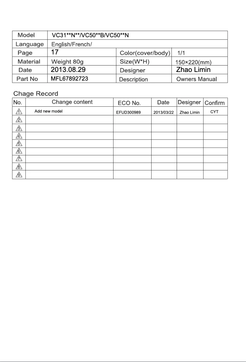 Página nº 1 - Manual de usuario LG VC2320BO