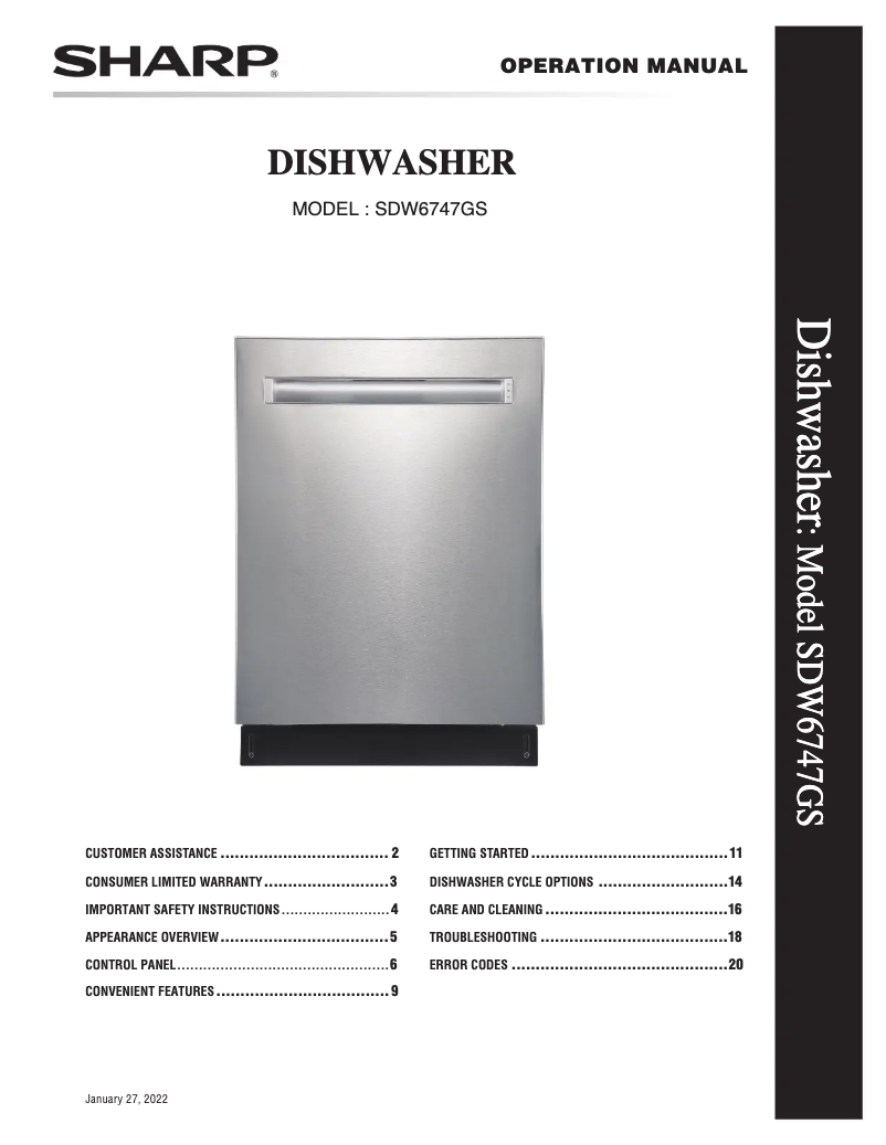 Página 1 del manual Manual de usuario Sharp SDW6747GS