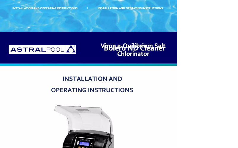 Página 1 del manual Manual de usuario AstralPool Viron eQuilibrium EQ18