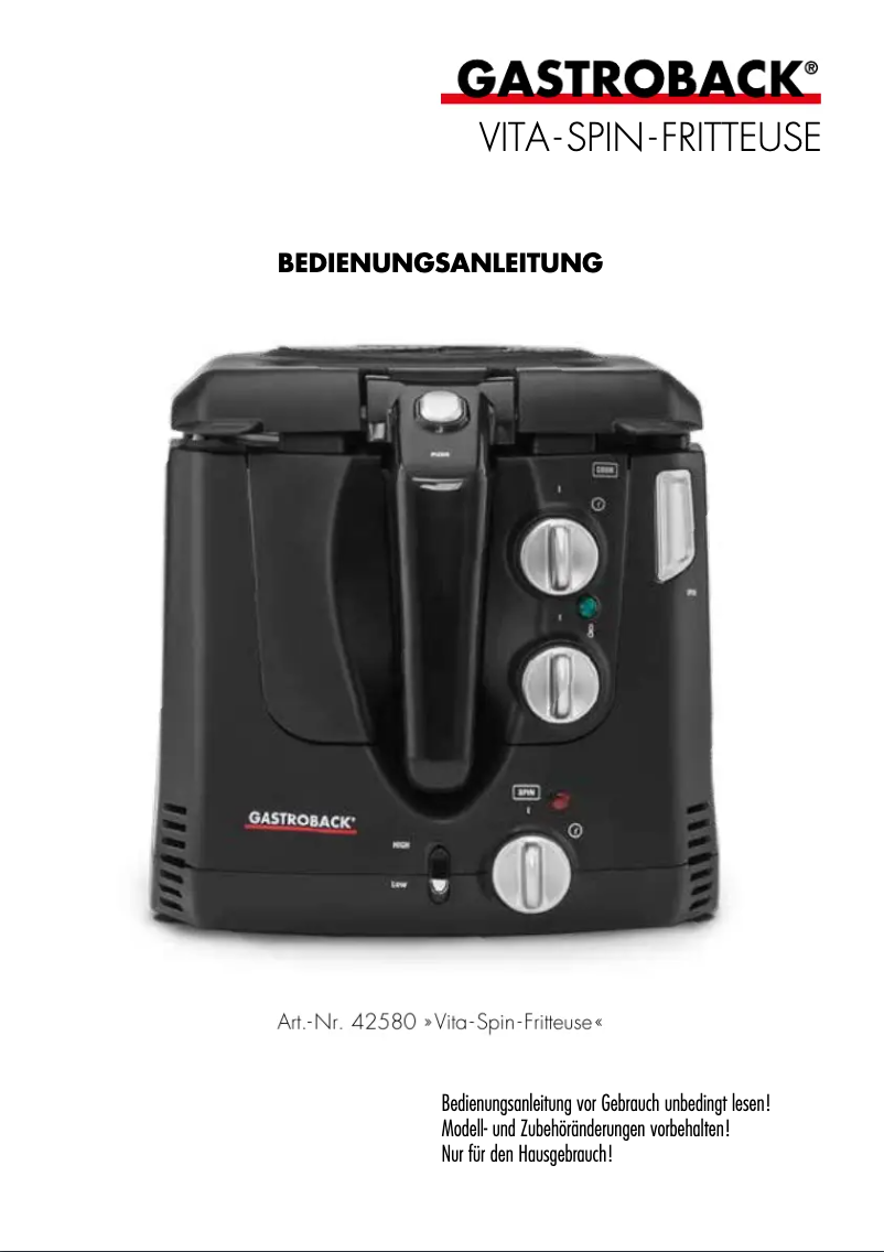 Imagen de la primera página del manual del dispositivo Vita-Spin 42580