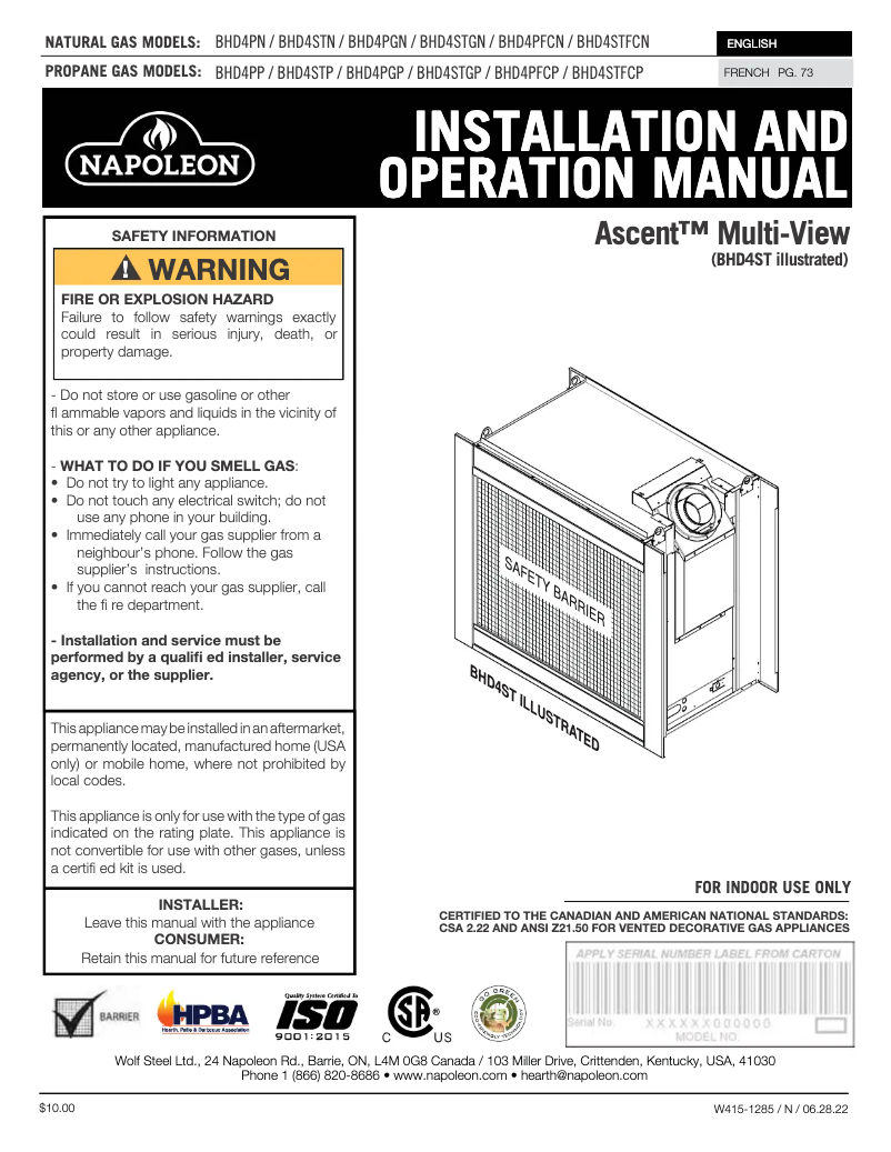 Imagen de la primera página del manual del dispositivo Ascent Multi-View BHD4P