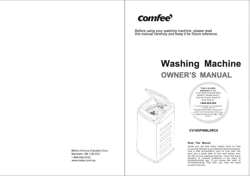 Página 1 del manual Manual de usuario Comfee CV10DPWBL0RC0