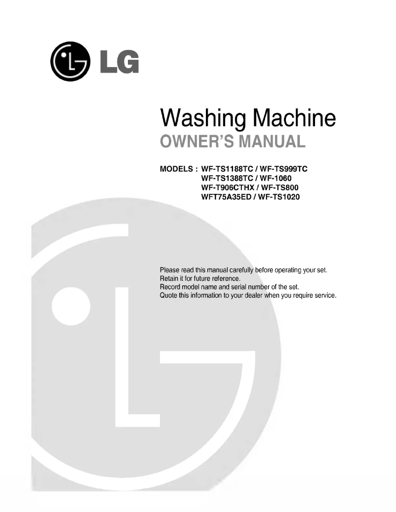 Página 1 del manual Manual de usuario LG WFT70A35ECT