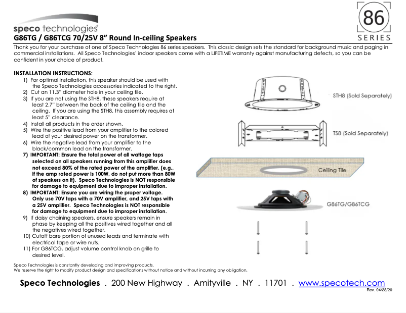 Página 1 del manual Manual de usuario Speco Technologies G86TG