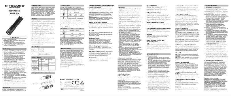 Imagen de la primera página del manual del dispositivo MT1A Pro