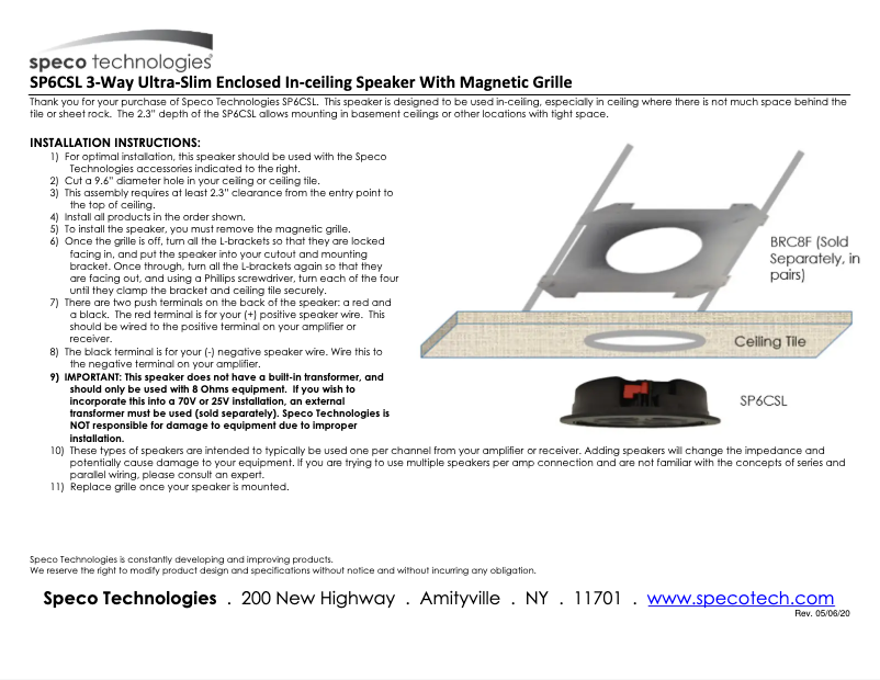 Página 1 del manual Manual de usuario Speco Technologies SP6CSL