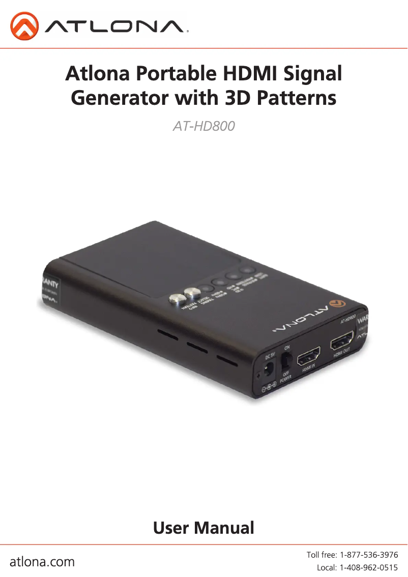 Imagen de la primera página del manual del dispositivo AT-HD800