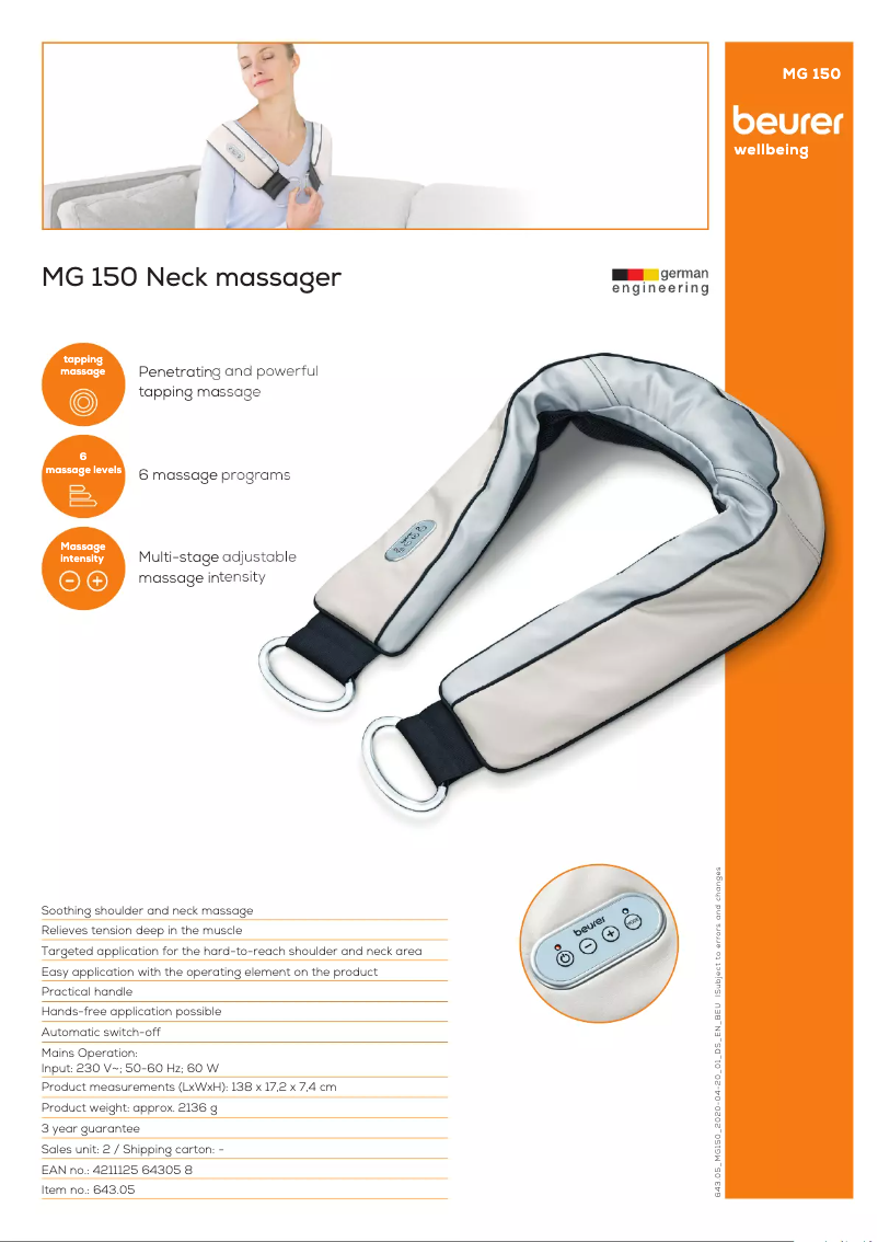 Imagen de la primera página del manual del dispositivo MG 150