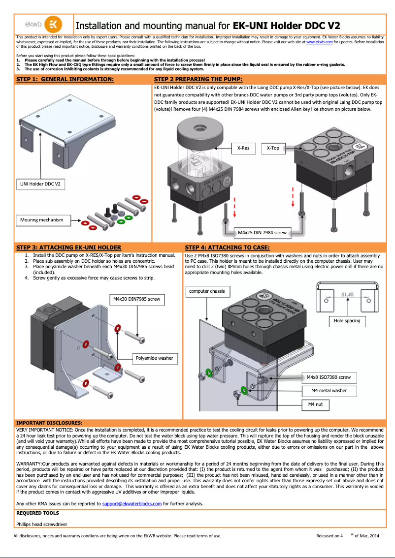 Página 1 del manual Manual de usuario EK Water Blocks EK-UNI