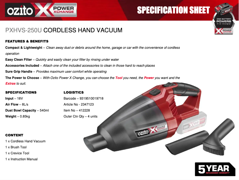 Imagen de la primera página del manual del dispositivo PXHVS-250U