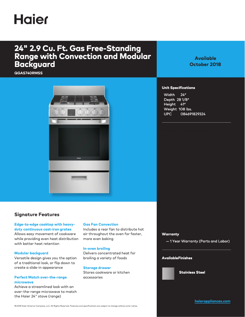 Imagen de la primera página del manual del dispositivo QGAS740RMSS