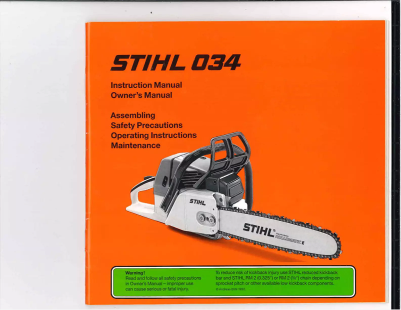 Página 1 del manual Manual de usuario Stihl 034