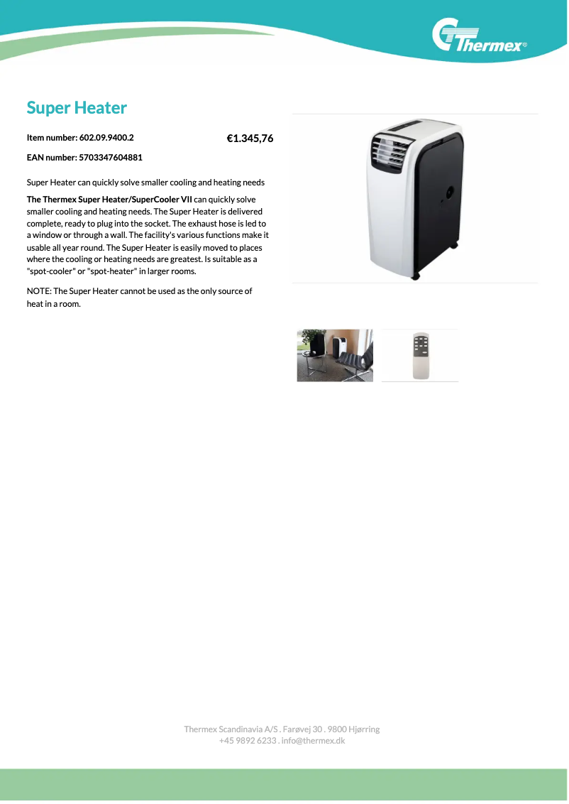 Página 1 del manual Ficha técnica Thermex SuperCooler VII