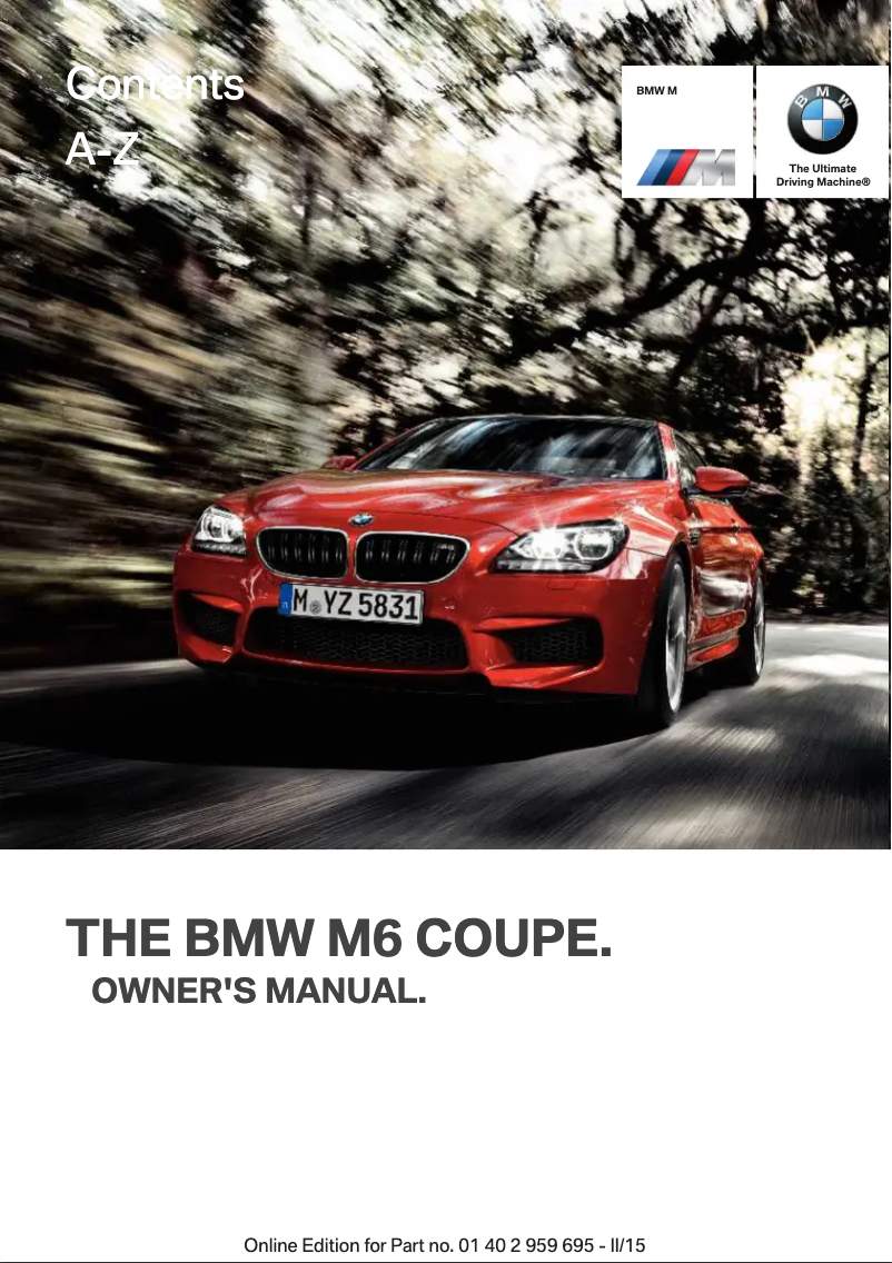 Página 1 del manual Manual de usuario BMW M6 Coupe (2015)
