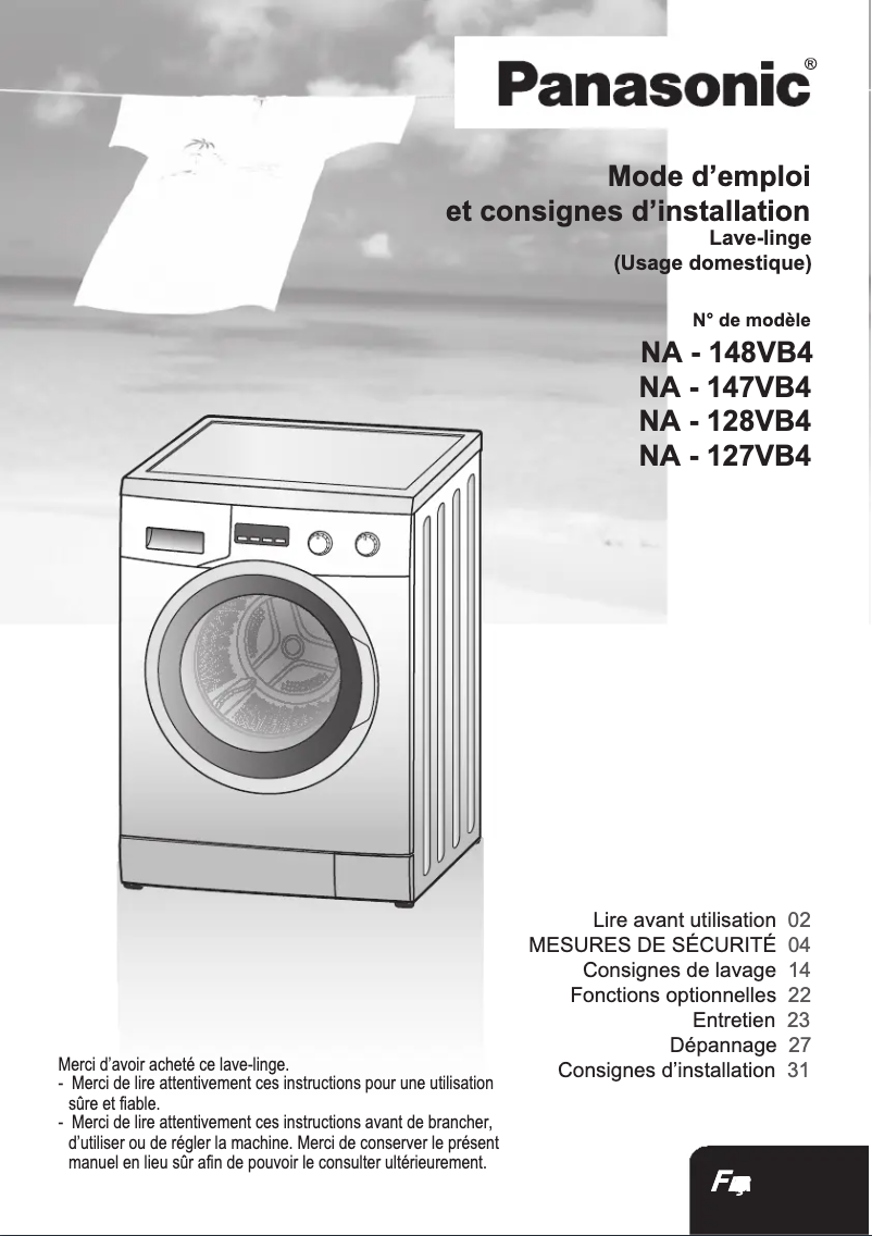 Página 1 del manual Manual de usuario Panasonic NA-148VB4