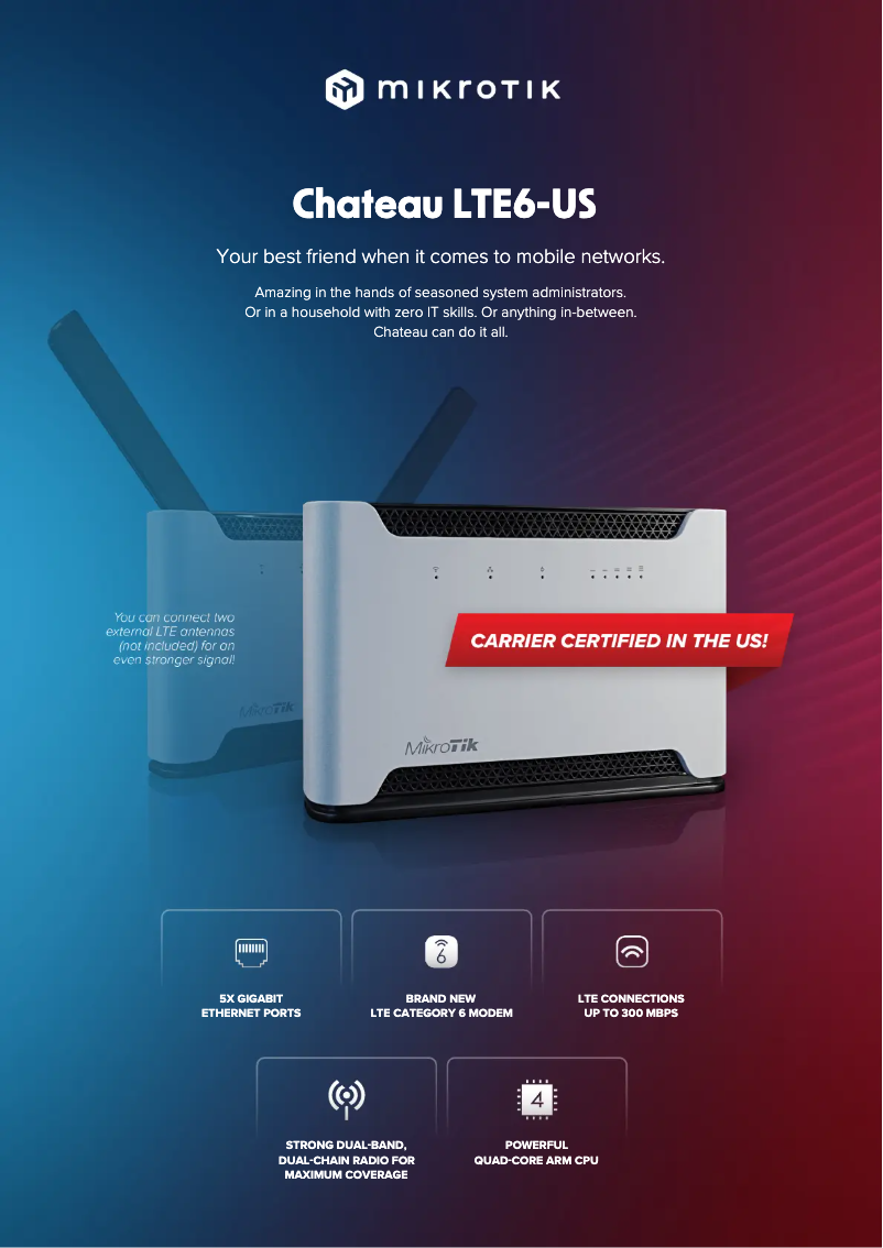 Imagen de la primera página del manual del dispositivo Chateau LTE6-US