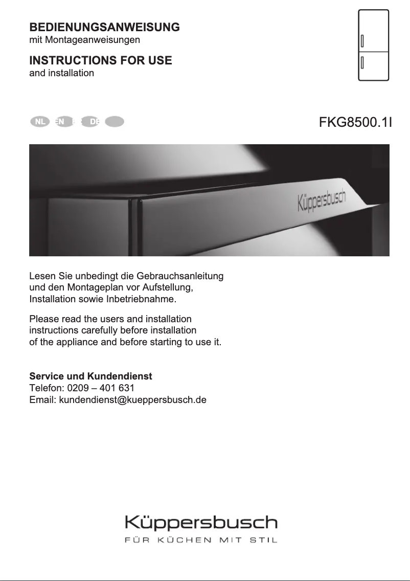 Imagen de la primera página del manual del dispositivo FKG8500.1i