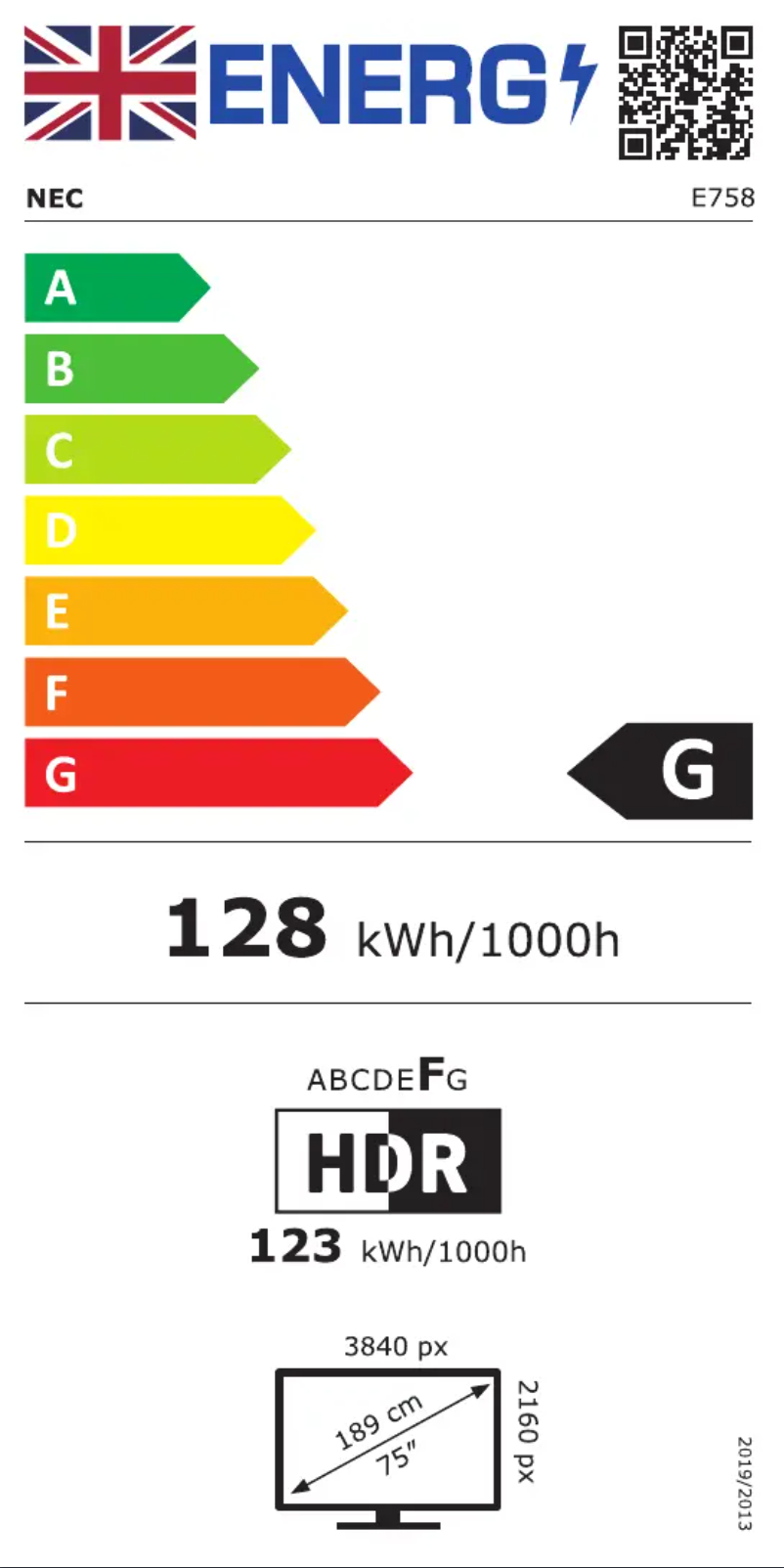 Página nº 1 - Etiqueta energética NEC MultiSync E758