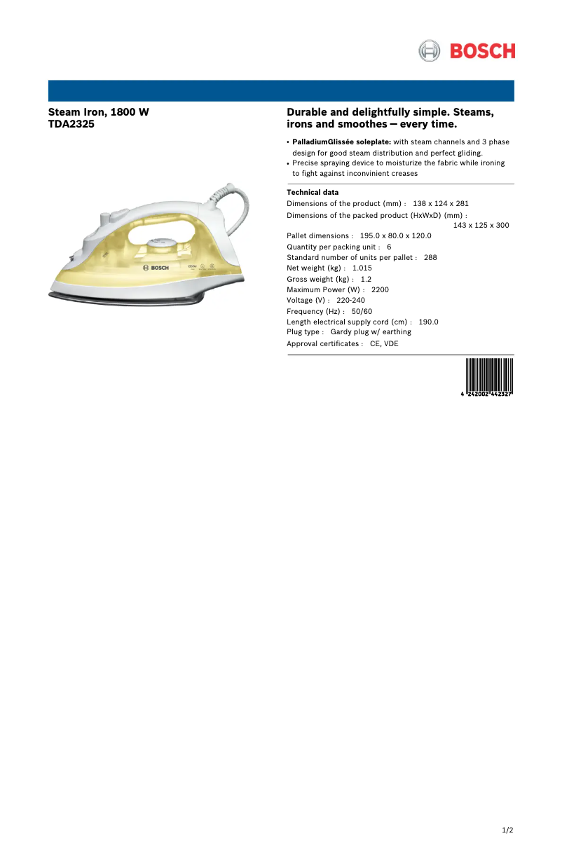 Imagen de la primera página del manual del dispositivo TDA2325