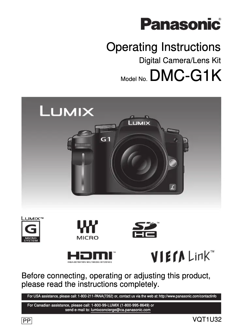 Imagen de la primera página del manual del dispositivo Lumix DMC-G1K