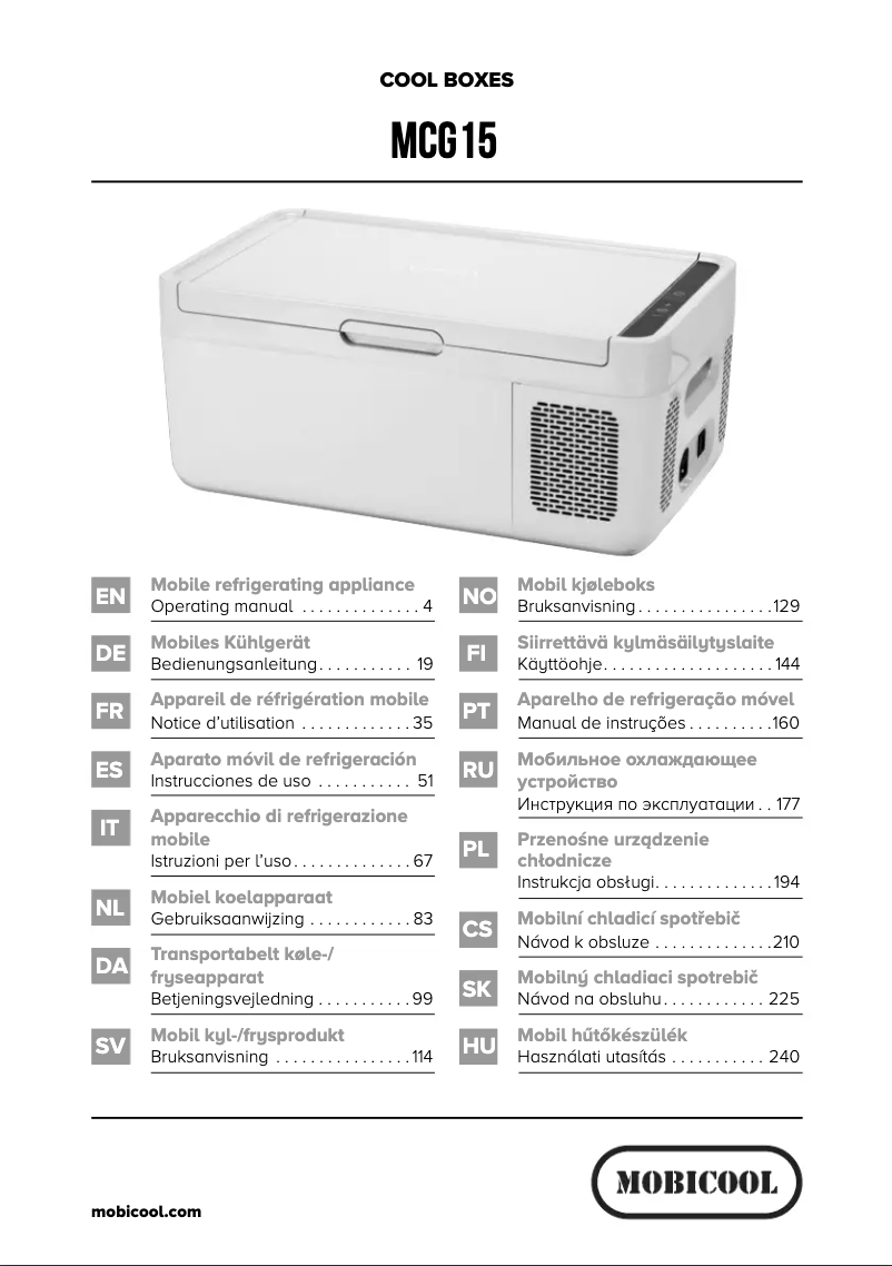 Imagen de la primera página del manual del dispositivo MCG15
