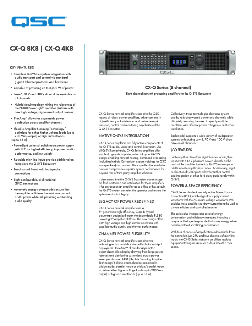 Página nº 1 - Ficha técnica QSC CX-Qn 8K8