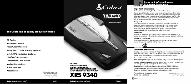 Imagen de la primera página del manual del dispositivo XRS 9340