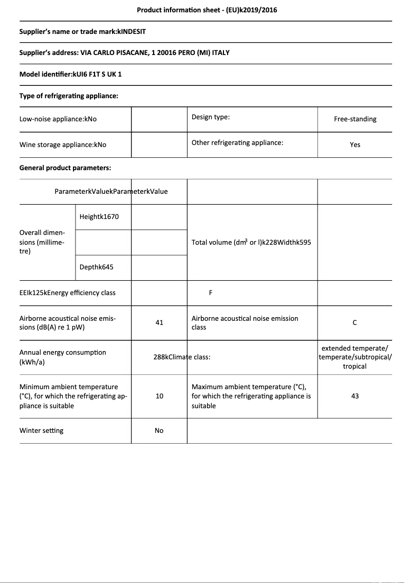 Página 1 del manual Ficha técnica Indesit UI6 F1T S UK