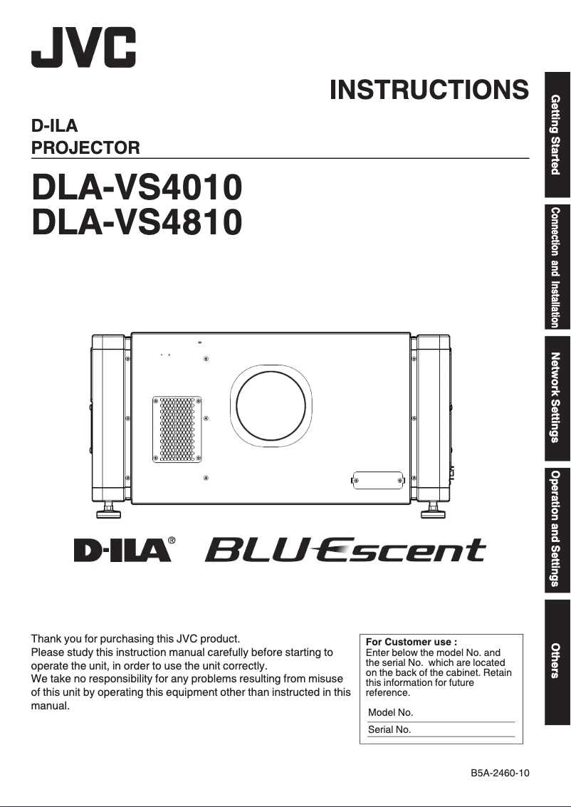 Página 1 del manual Manual de usuario JVC DLA-VS4010