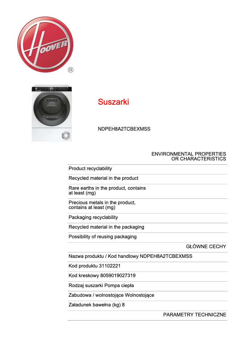 Imagen de la primera página del manual del dispositivo H-DRY 500 NDPEH8A2TCBEXMSS