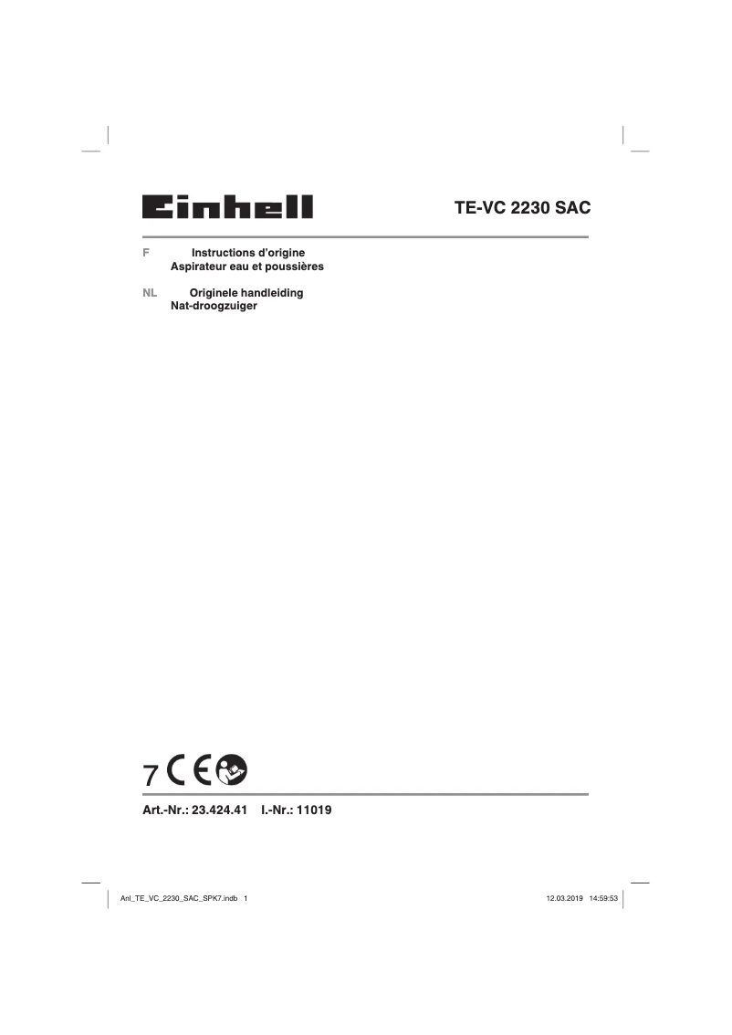 Página 1 del manual Manual de usuario Einhell TE-VC 2230 SAC