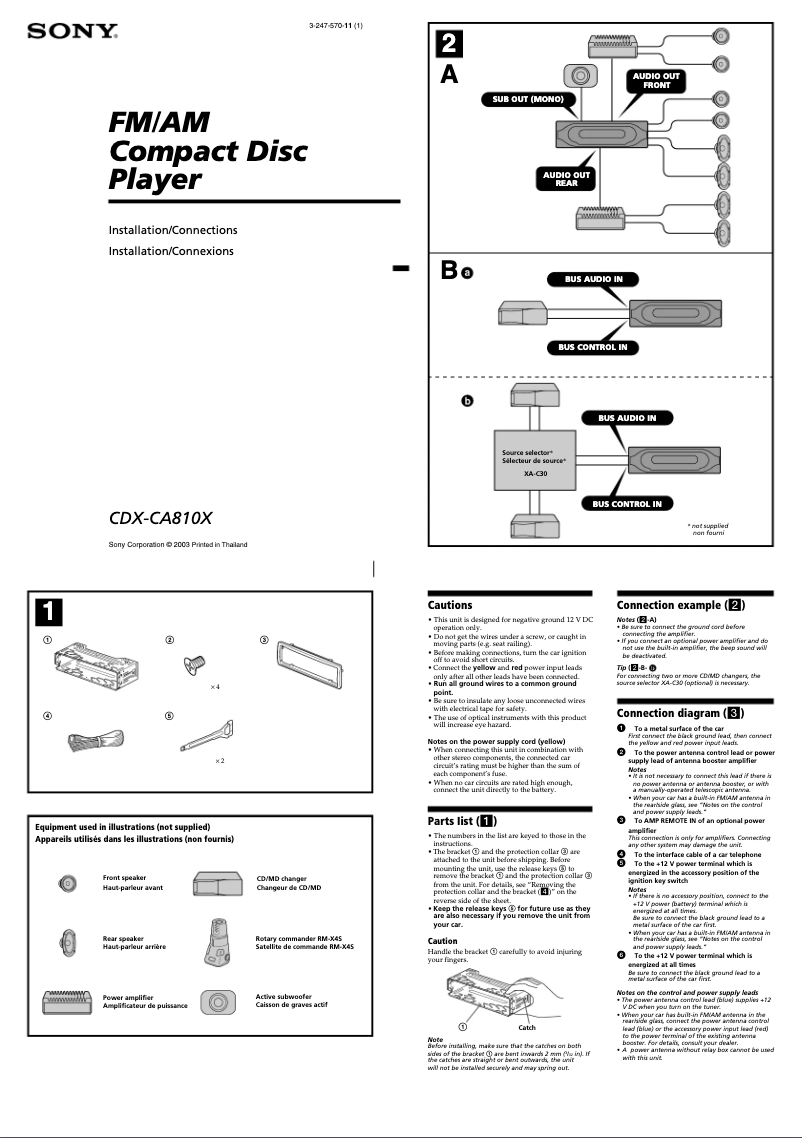 Imagen de la primera página del manual del dispositivo CDX-CA810X