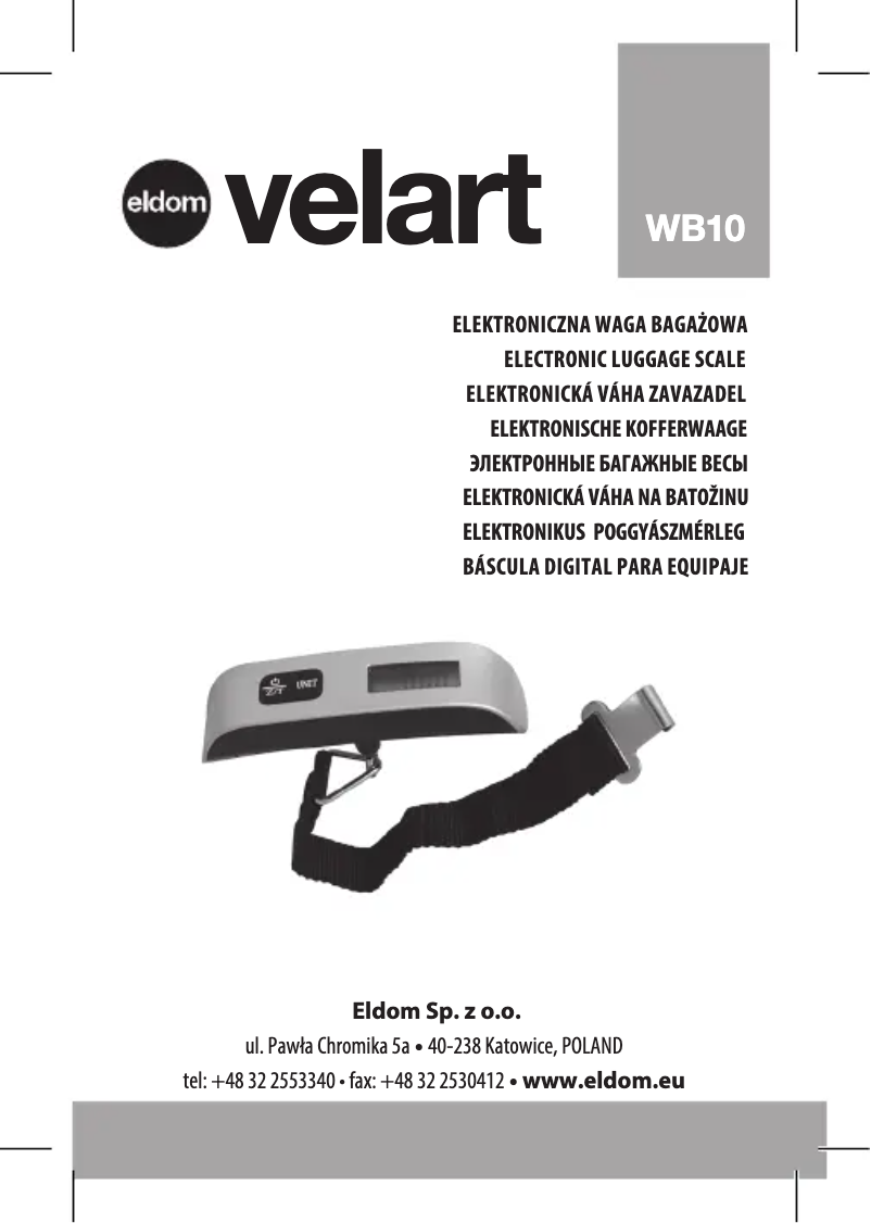 Imagen de la primera página del manual del dispositivo VELART WB10