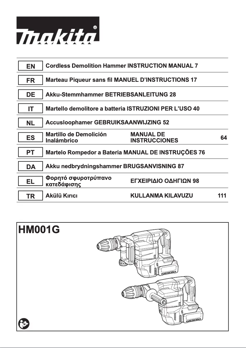 Página 1 del manual Manual de usuario Makita HM001GZ04