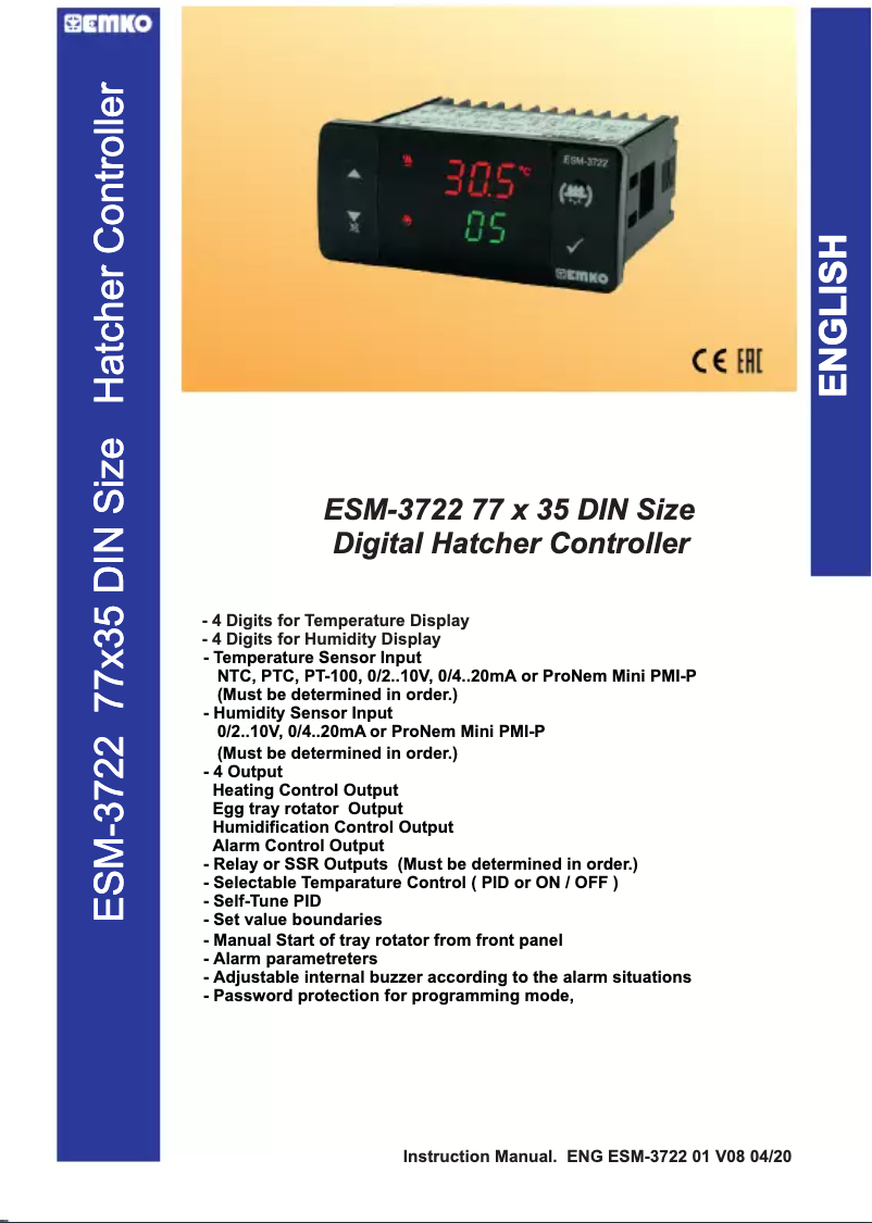 Imagen de la primera página del manual del dispositivo ESM-3722