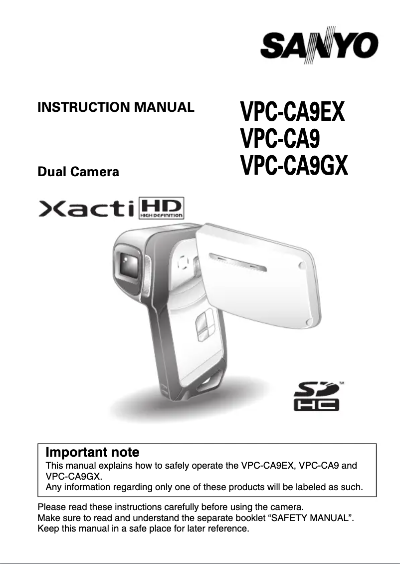 Imagen de la primera página del manual del dispositivo Xacti VPC-CA9GX