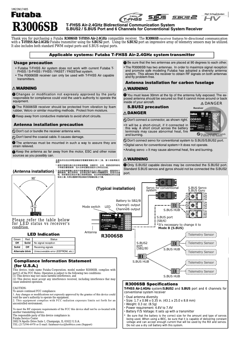 Imagen de la primera página del manual del dispositivo R3006SB