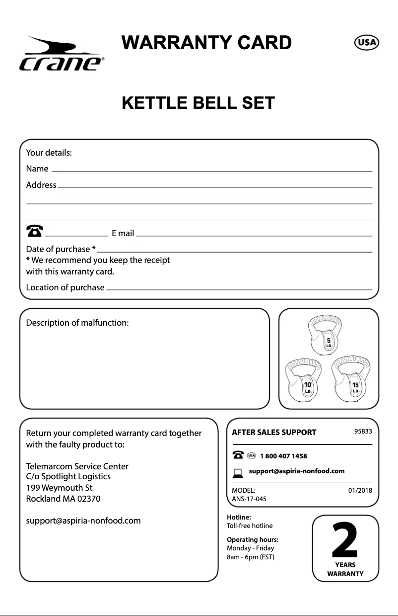 Imagen de la primera página del manual del dispositivo Kettle Bell Set ANS-17-045
