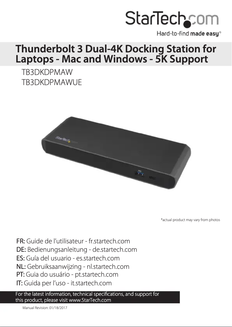 Página nº 1 - Manual de usuario StarTech.com TB3DKDPMAWUE