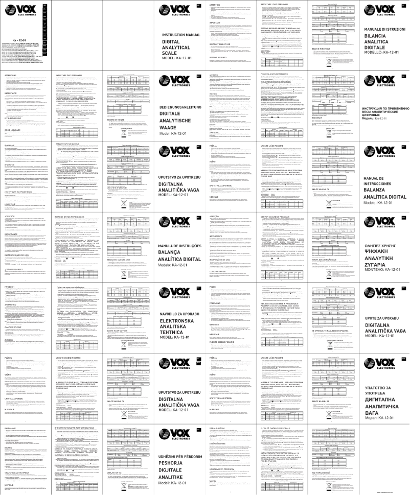 Página 1 del manual Manual de usuario VOX KA12-01