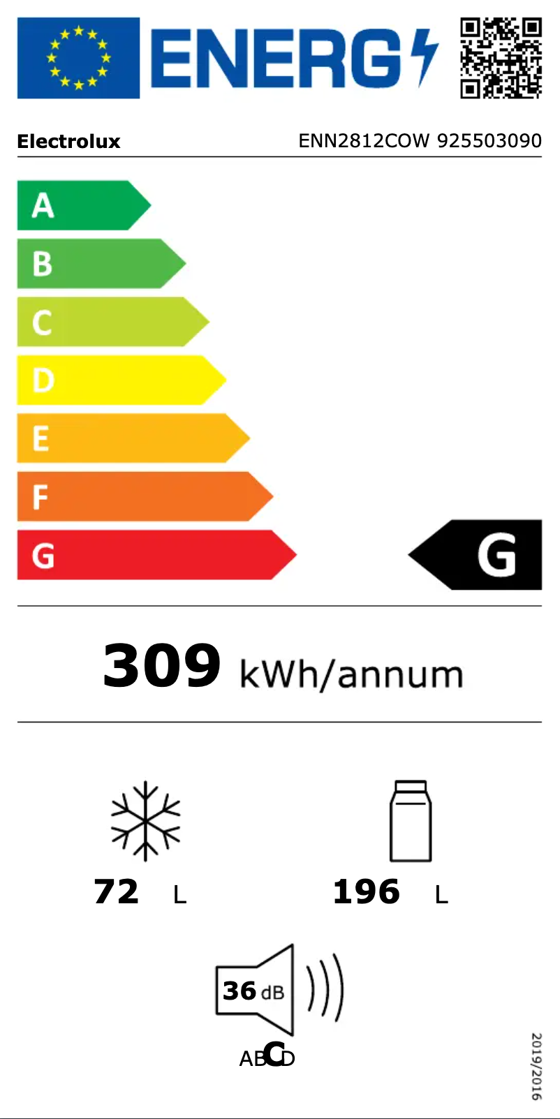 Página 1 del manual Etiqueta energética Electrolux ENN2812COW