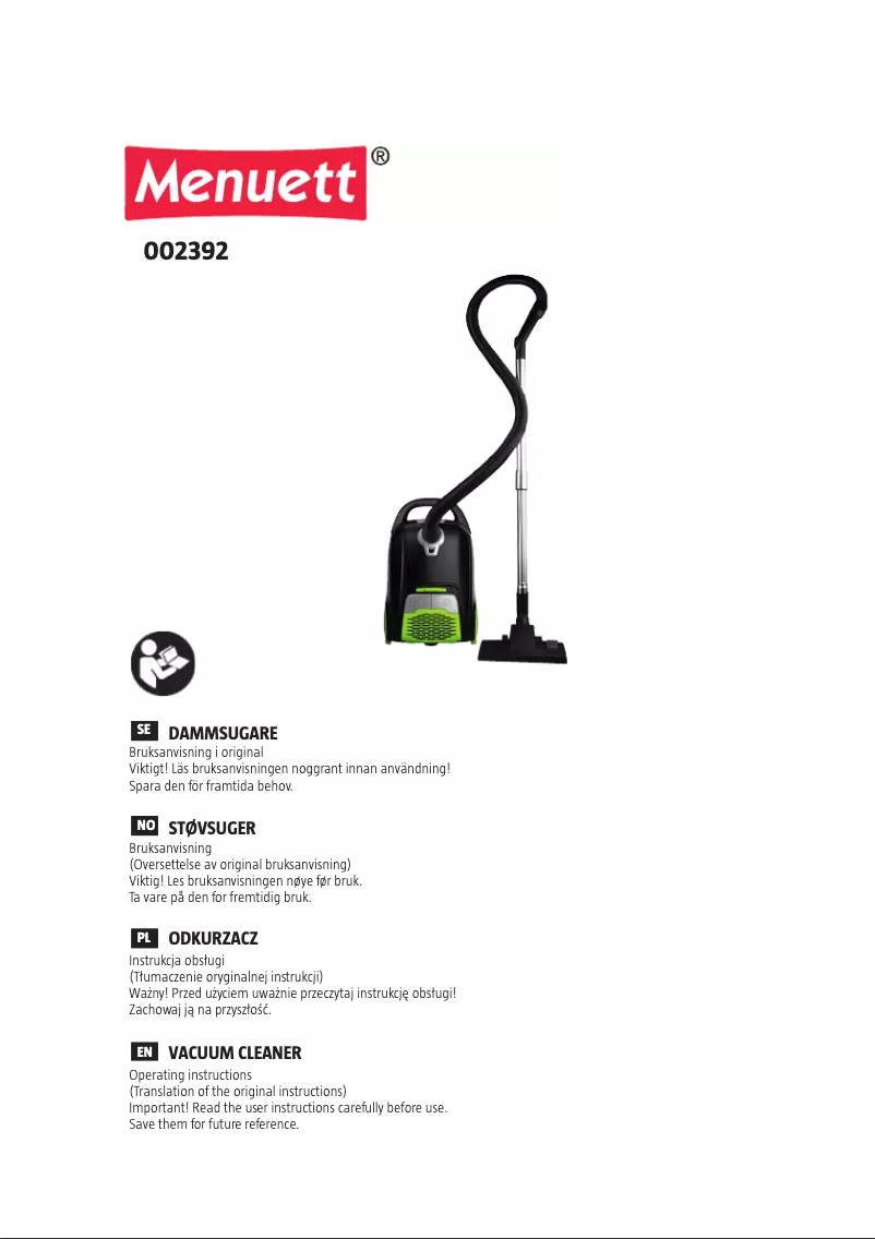 Página 1 del manual Manual de usuario Menuett 002-392